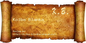 Kolbe Blanka névjegykártya